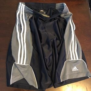 Adidas navy/grey/white stripes athletic shorts
